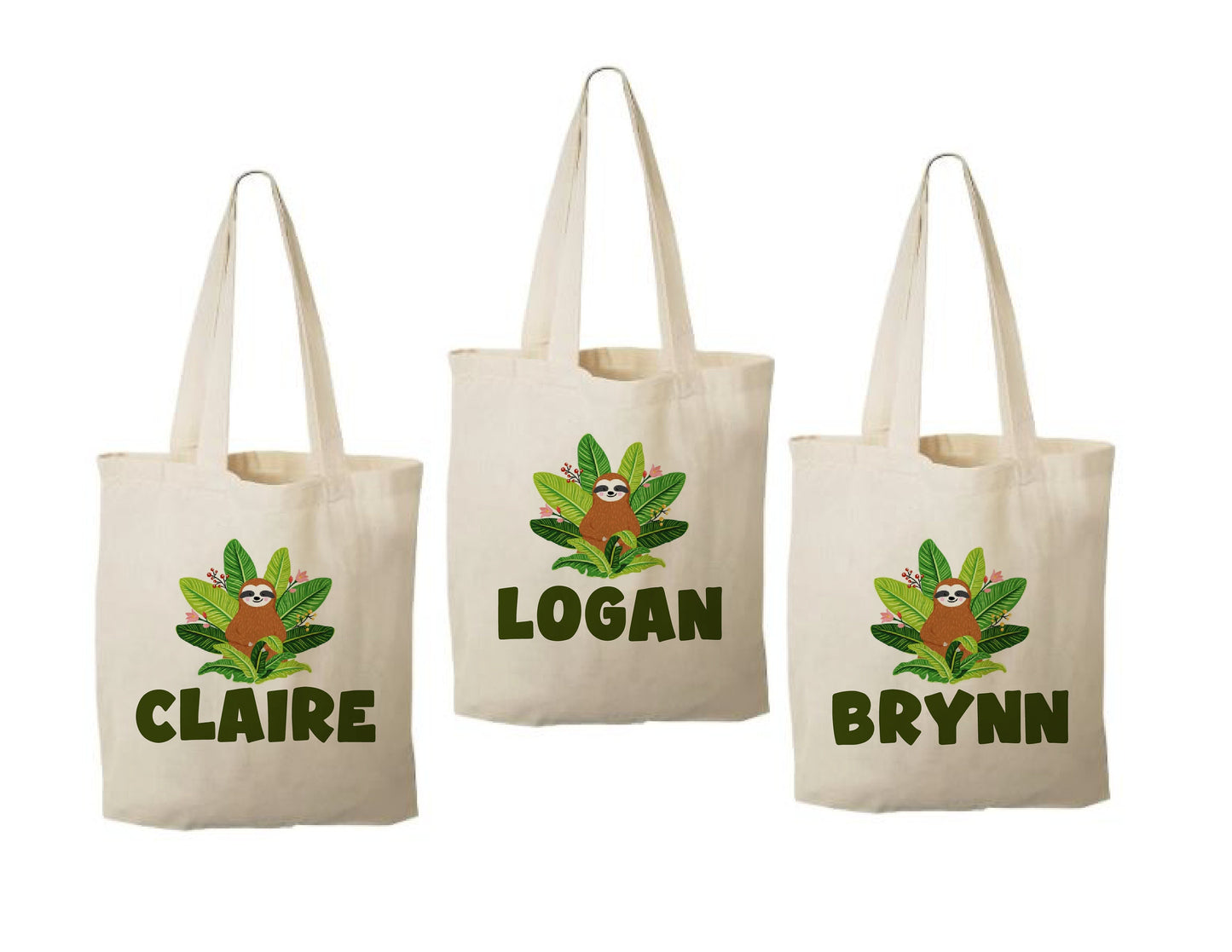 Custom Sloth Party Favor Bags - Set of Three Bags