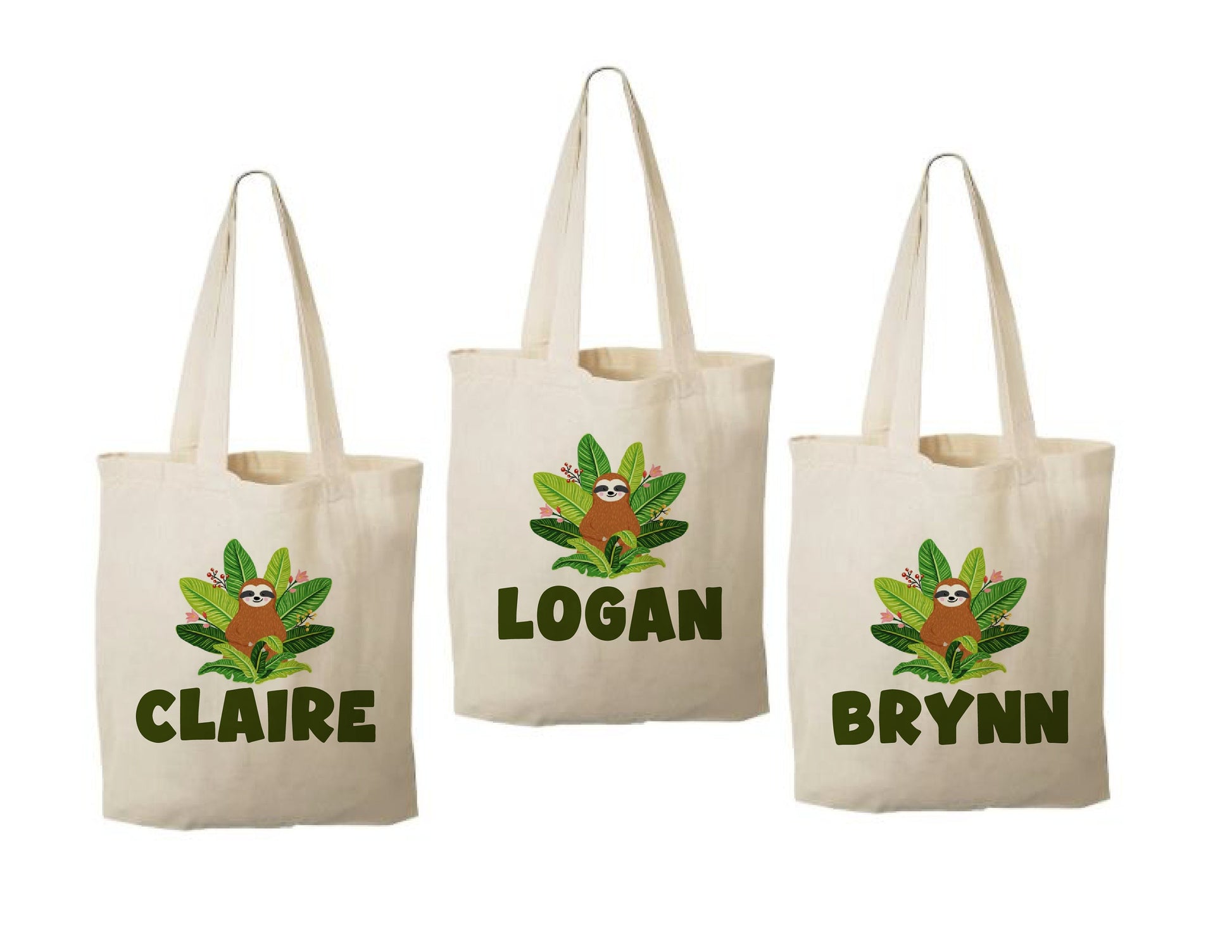 Custom Sloth Party Favor Bags - Set of Three Bags