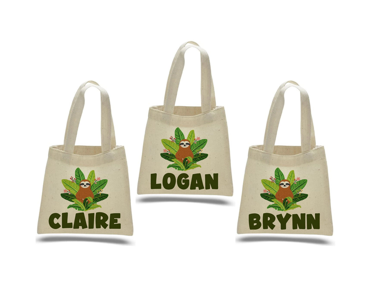 Custom Sloth Party Favor Bags - Set of Three Bags