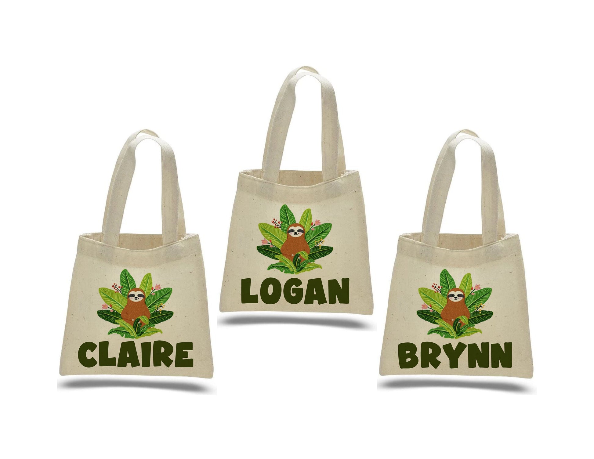 Custom Sloth Party Favor Bags - Set of Three Bags