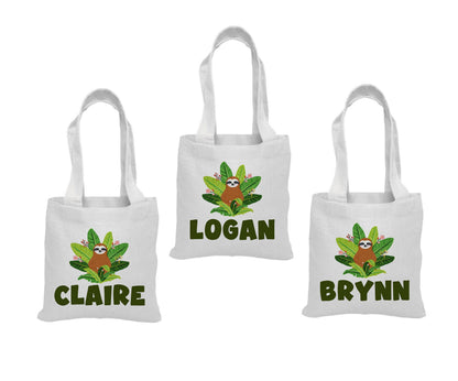 Custom Sloth Party Favor Bags - Set of Three Bags