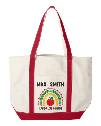 Custom Teacher Tote Bag - TEACH LOVE INSPIRE
