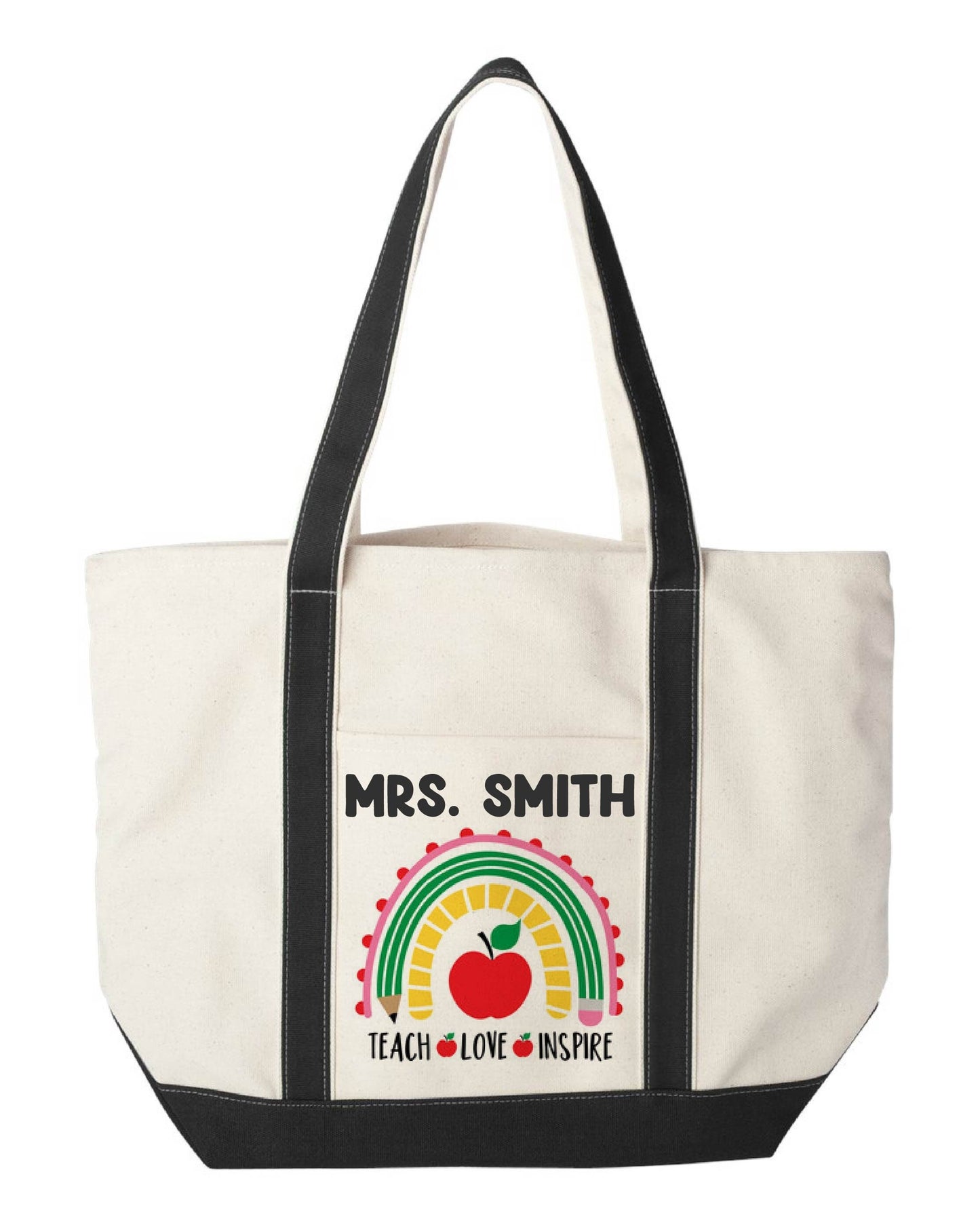 Custom Teacher Tote Bag - TEACH LOVE INSPIRE