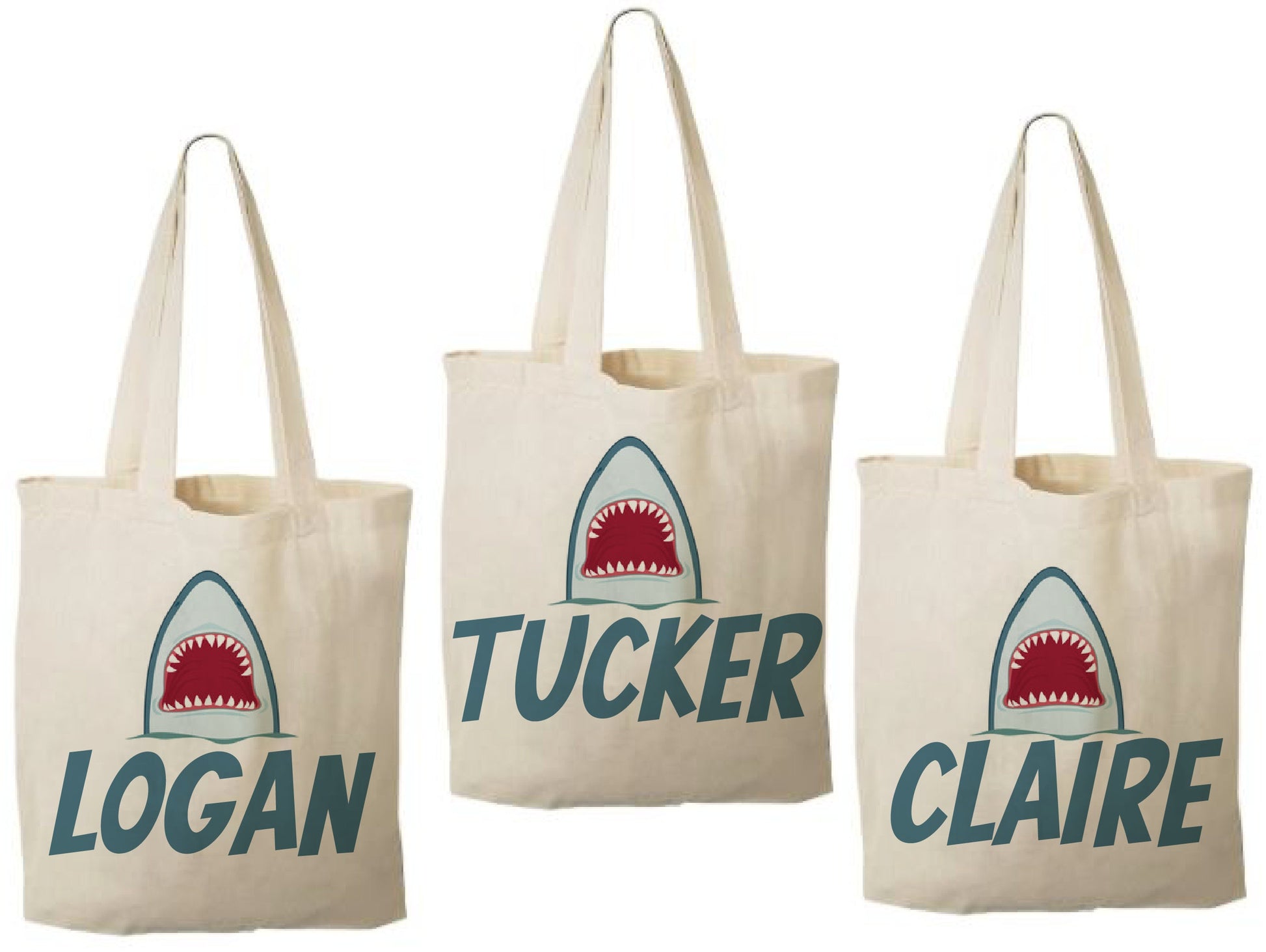 Personalized Shark Party Favor Bags - Set of Three Bags