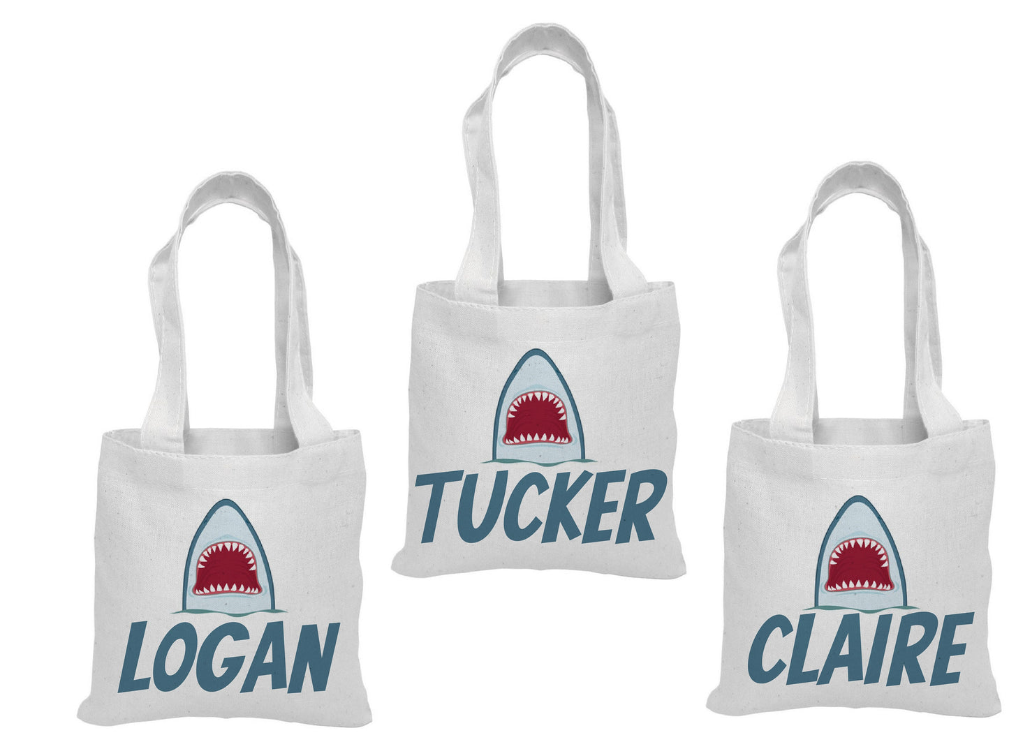 Personalized Shark Party Favor Bags - Set of Three Bags