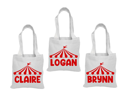 Circus Treat Bags: Carnival Party Favor, Personalized Cotton Bags (Set of 3)