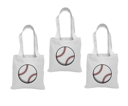 Baseball Party Favor Bags – Team Canvas Goodie Tote, Set of Three