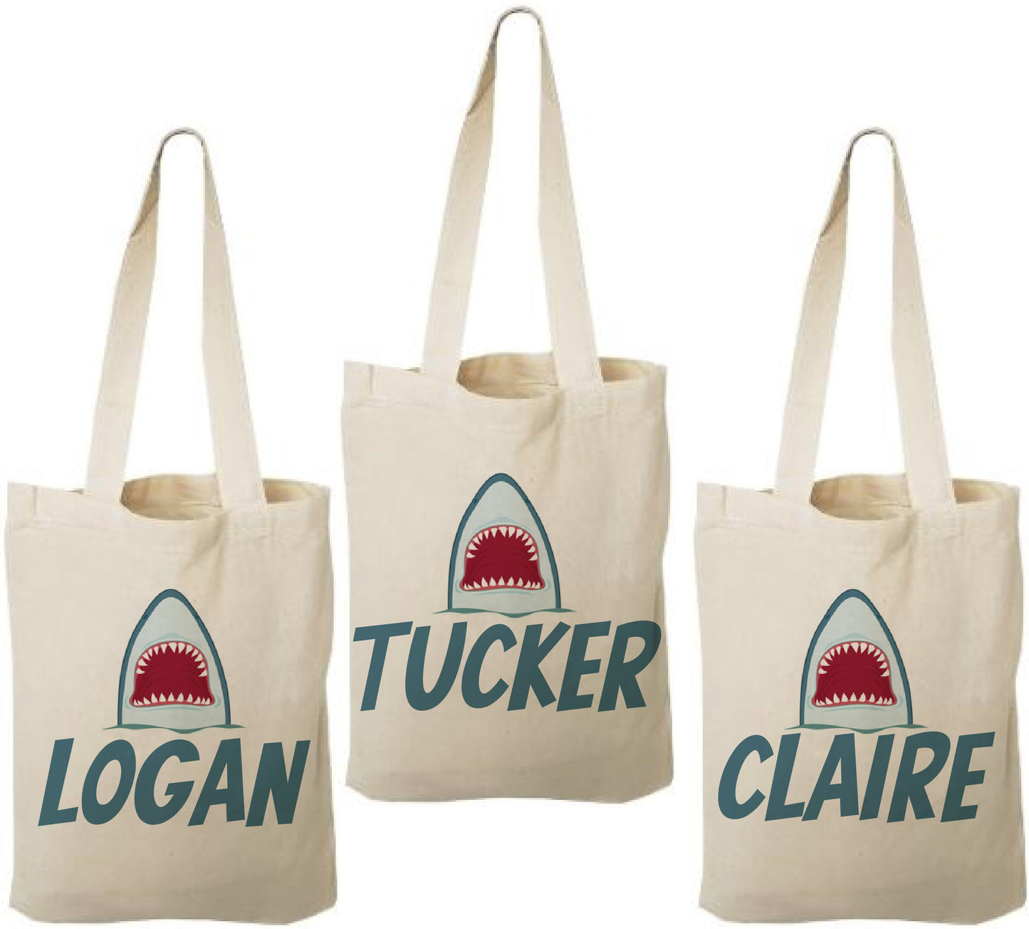 Personalized Shark Party Favor Bags - Set of Three Bags