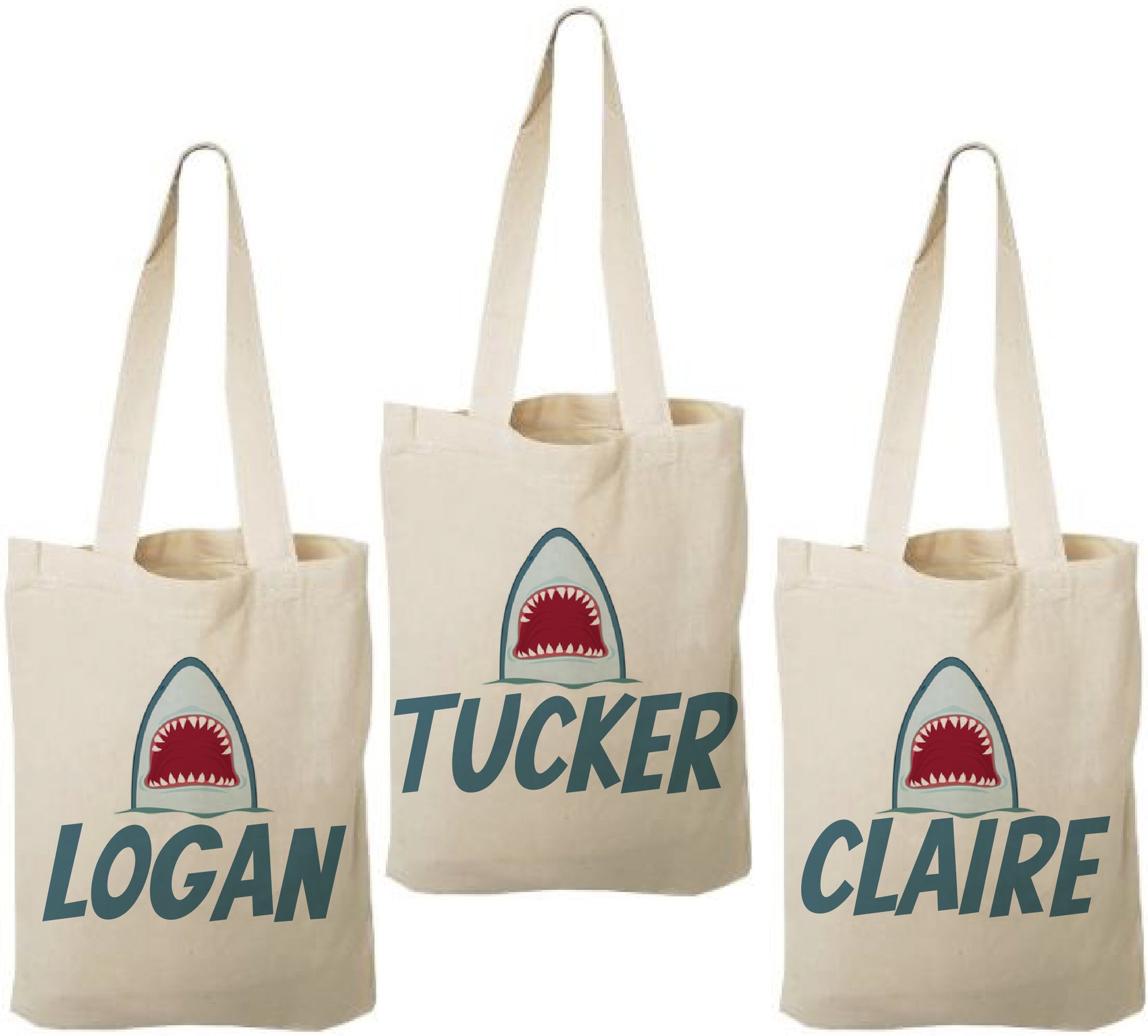 Personalized Shark Party Favor Bags - Set of Three Bags