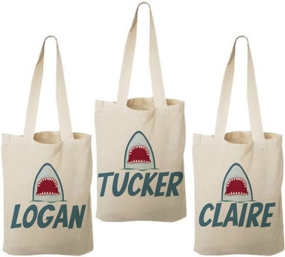 Personalized Shark Party Favor Bags - Set of Three Bags