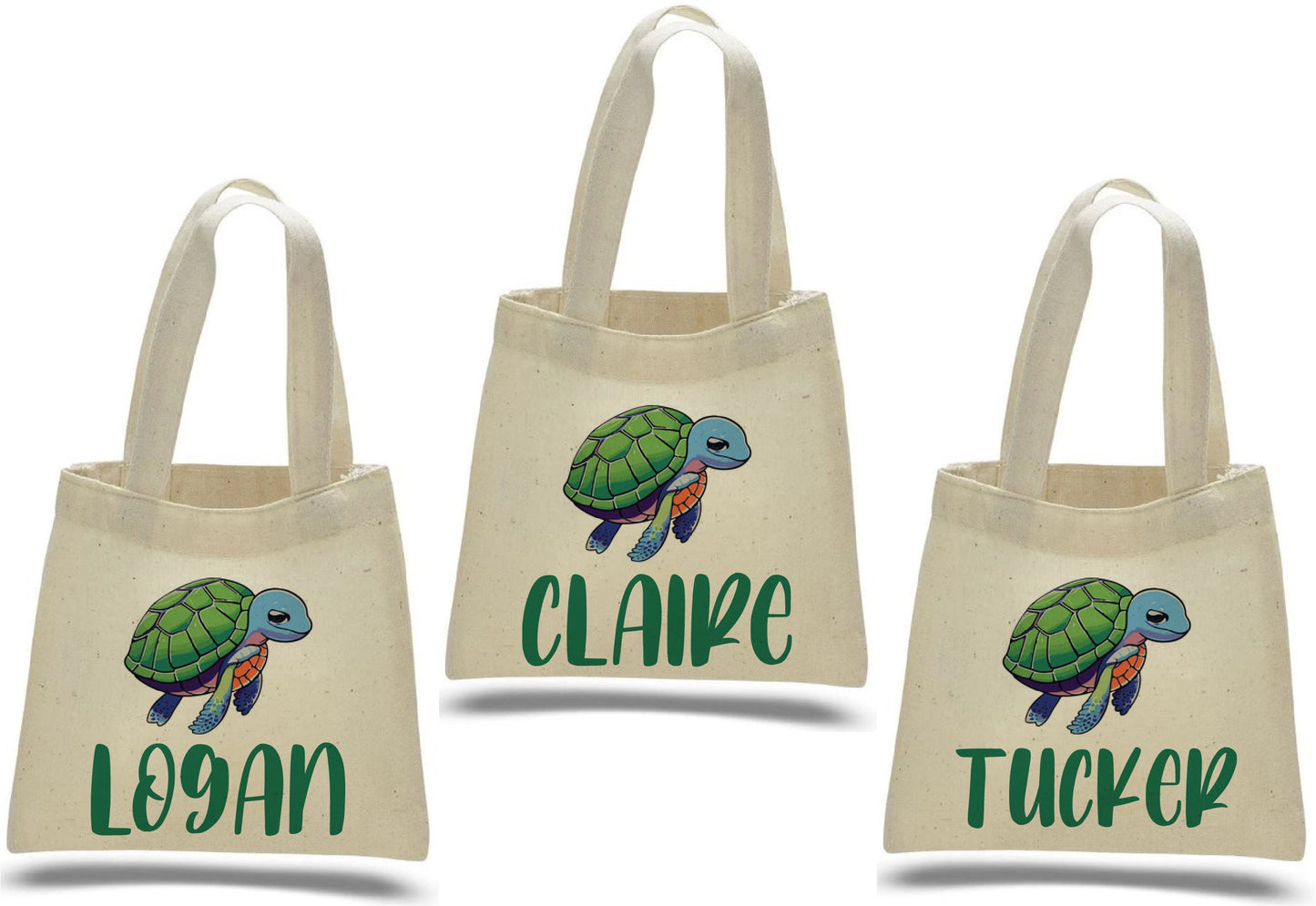 Personalized Sea Turtle Party Favor Bags - Set of Three Bags