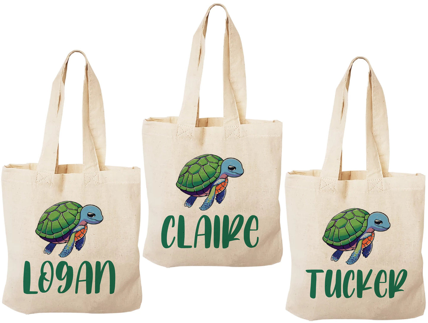 Personalized Sea Turtle Party Favor Bags - Set of Three Bags