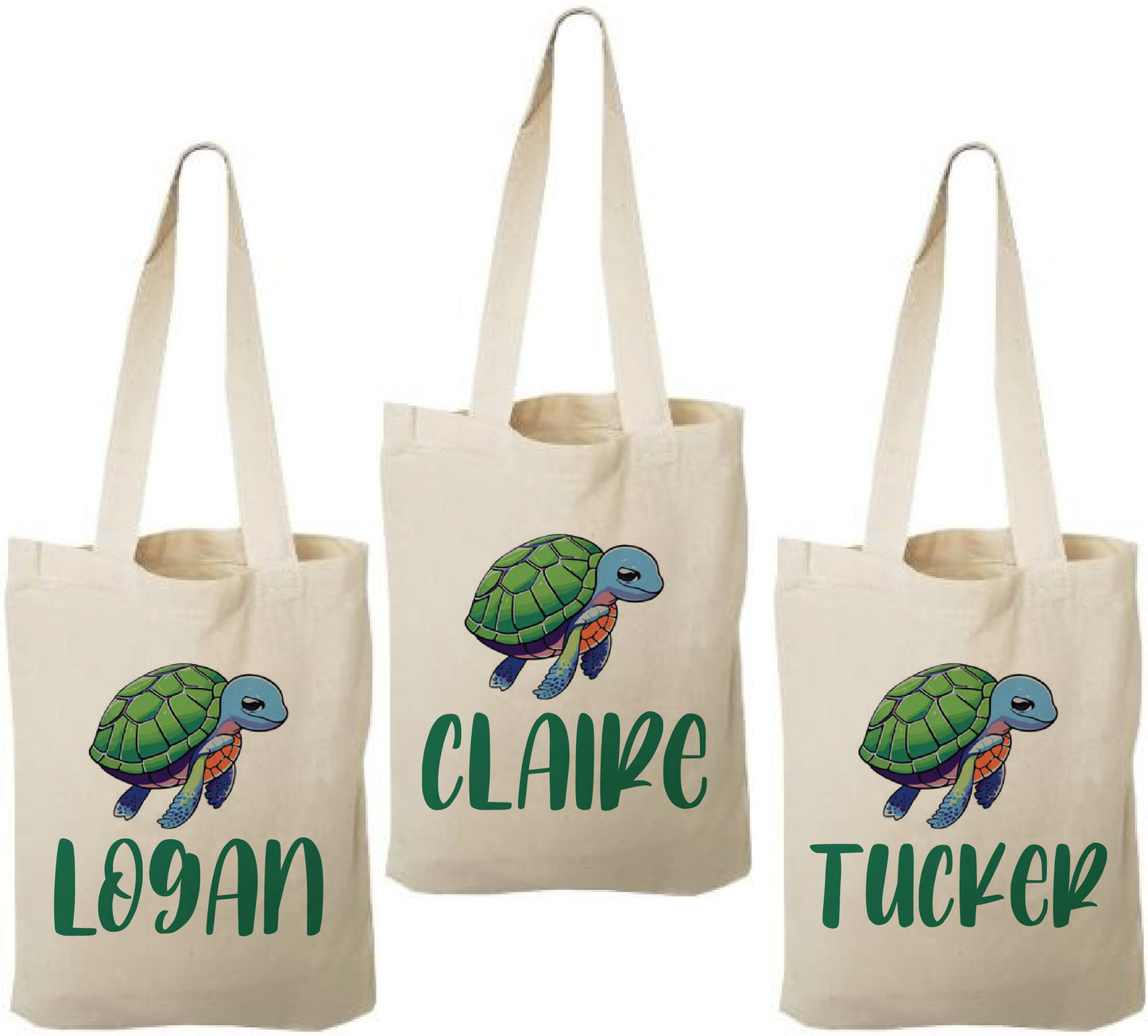 Personalized Sea Turtle Party Favor Bags - Set of Three Bags