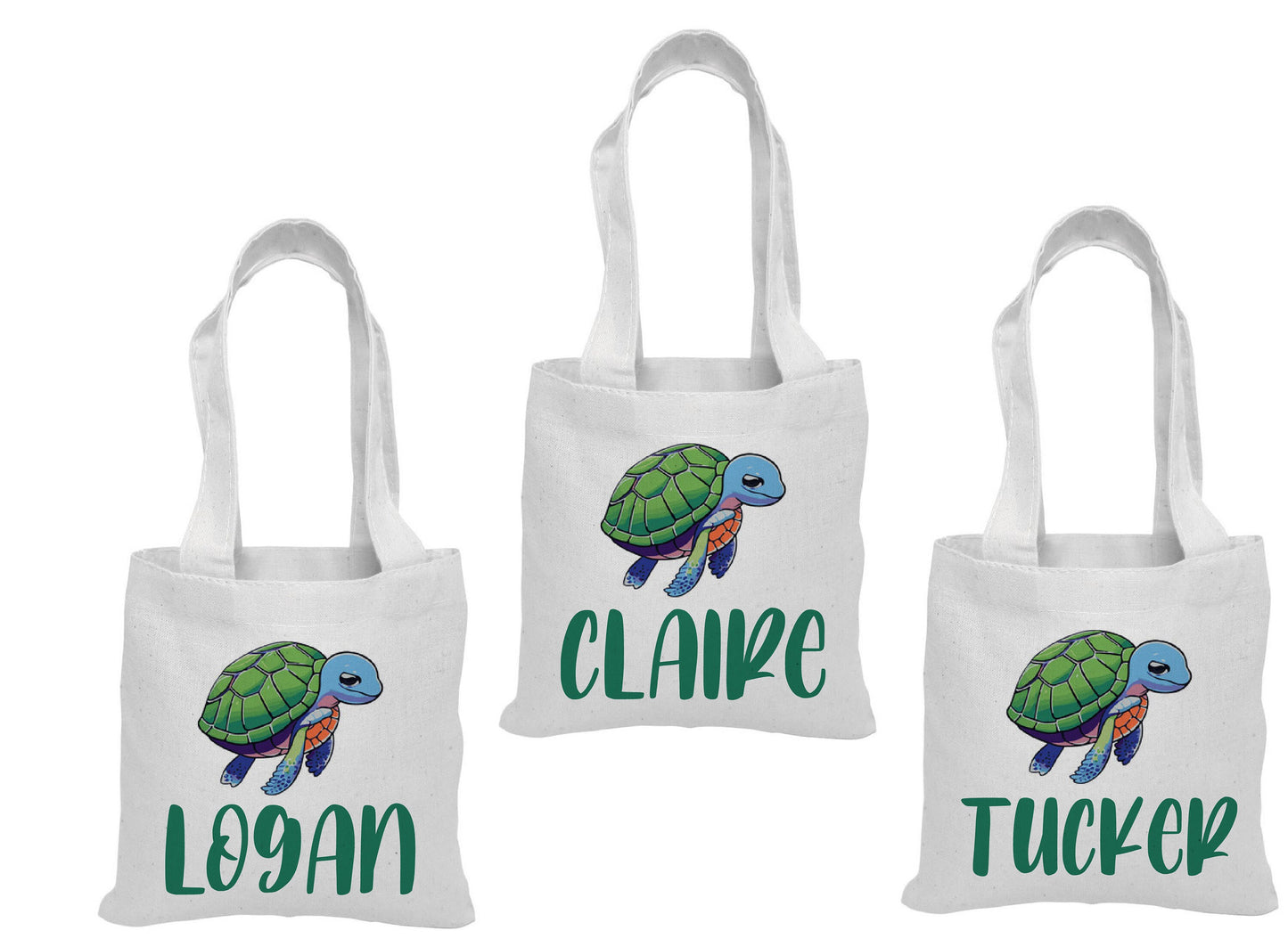 Personalized Sea Turtle Party Favor Bags - Set of Three Bags