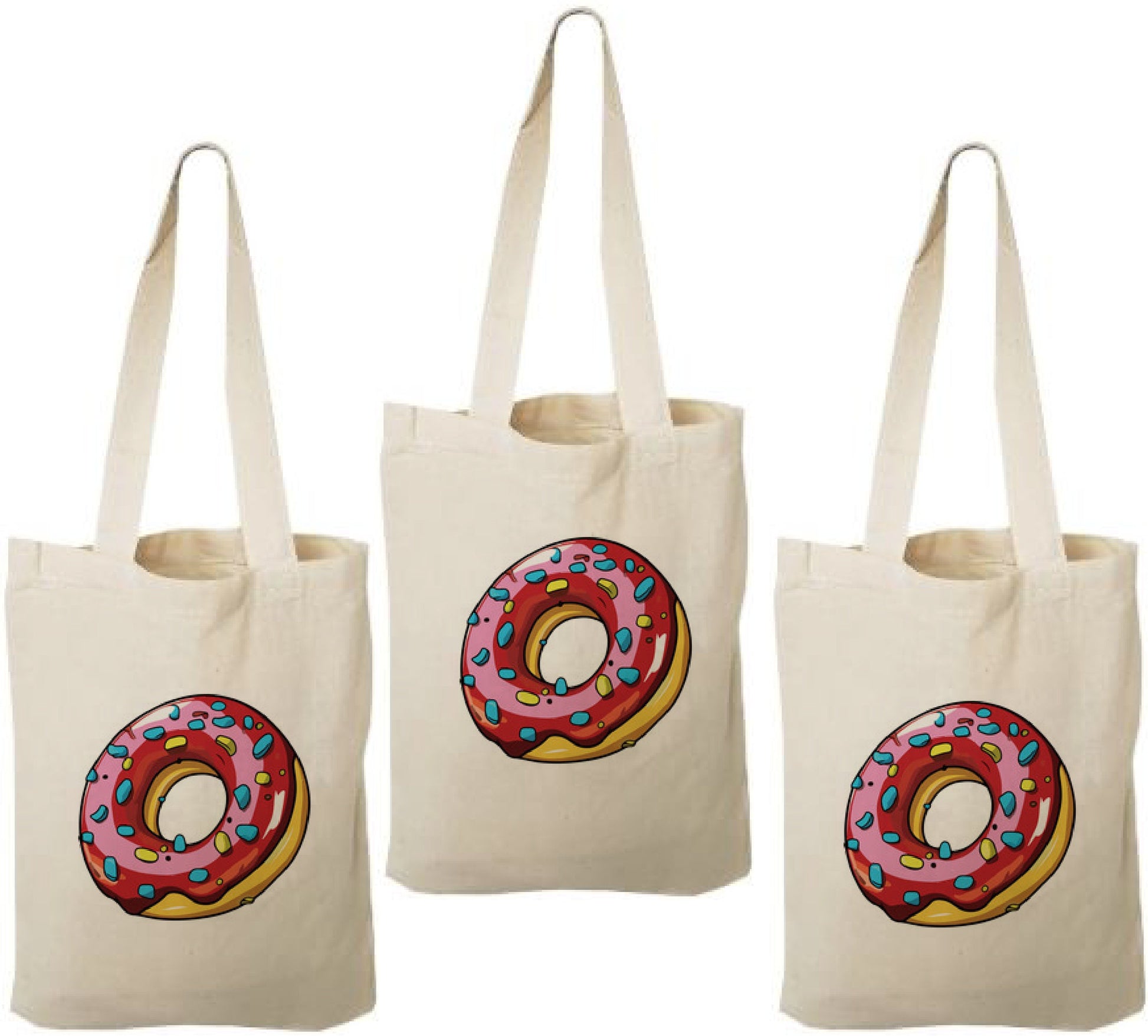 3 Donut Party Favor Bags, Cotton Treat Bags