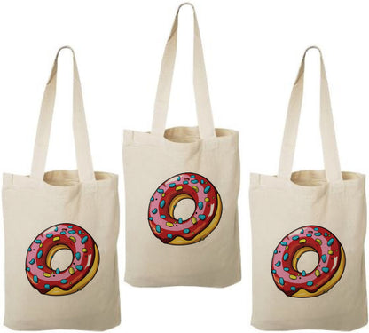 3 Donut Party Favor Bags, Cotton Treat Bags