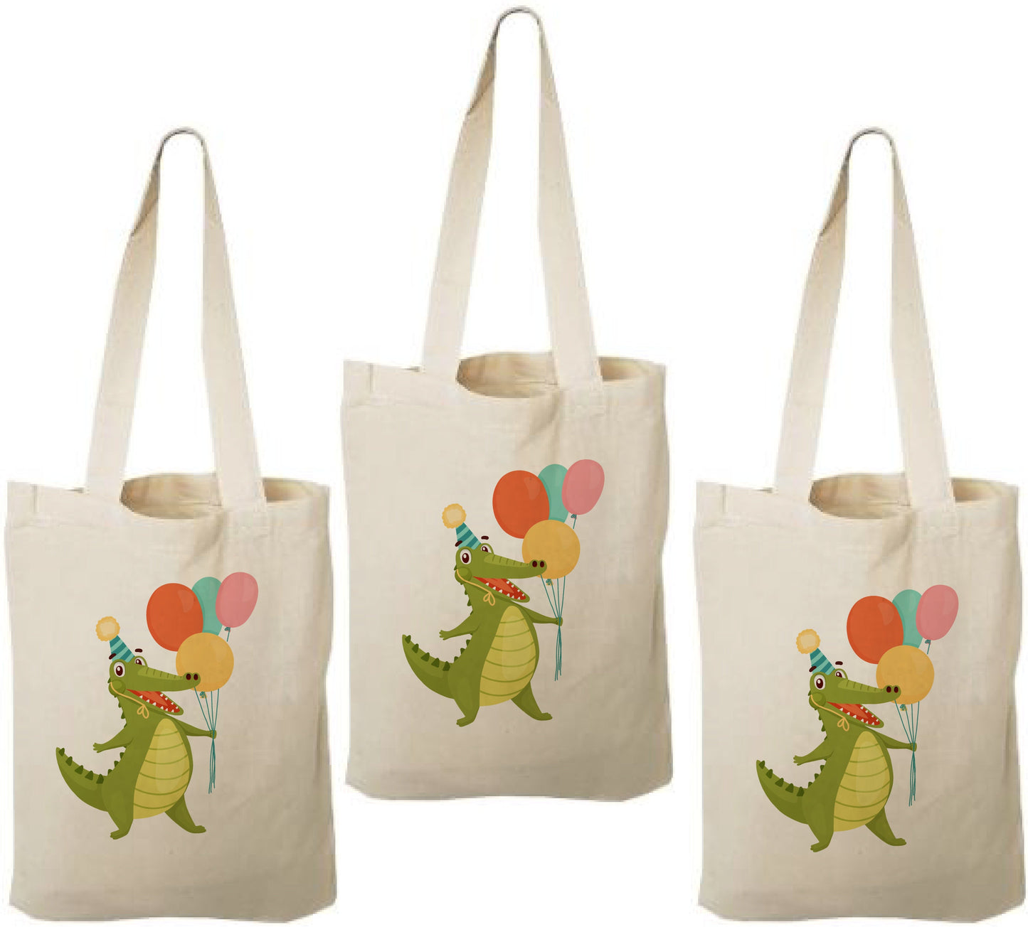 Alligator Party Favor Bags, Set of 3 Cotton Treat Bags