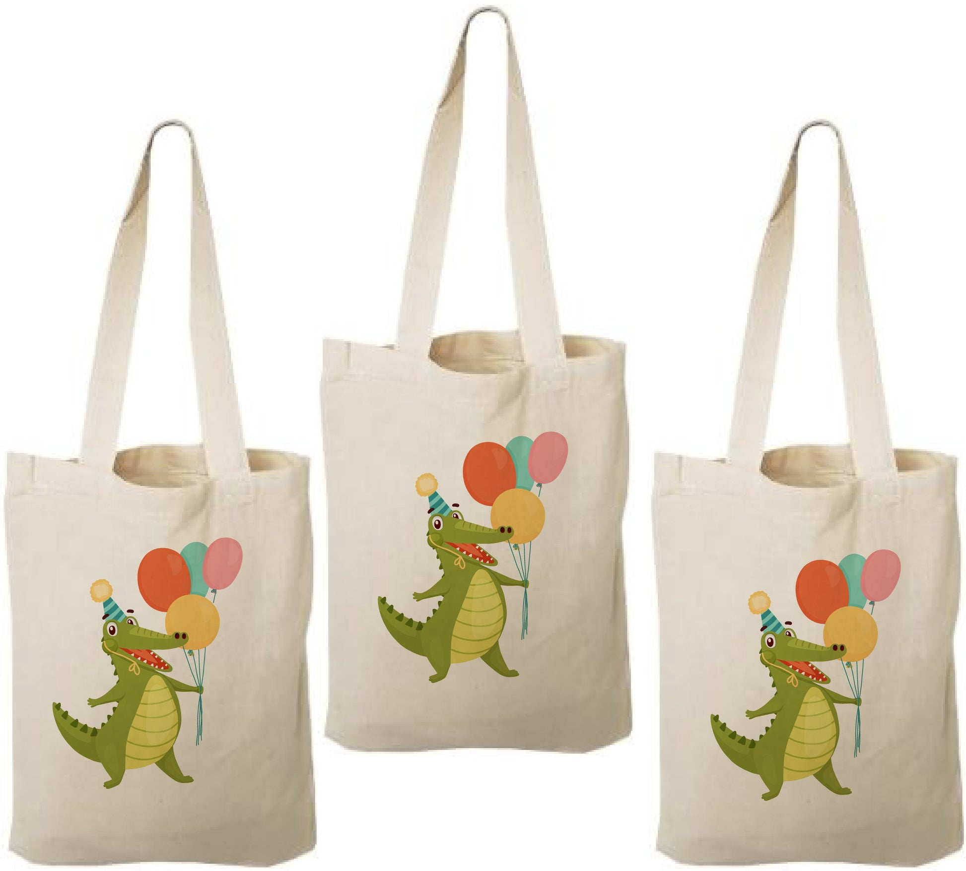 Alligator Party Favor Bags, Set of 3 Cotton Treat Bags