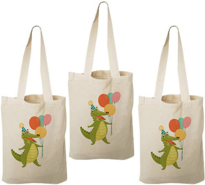 Alligator Party Favor Bags, Set of 3 Cotton Treat Bags