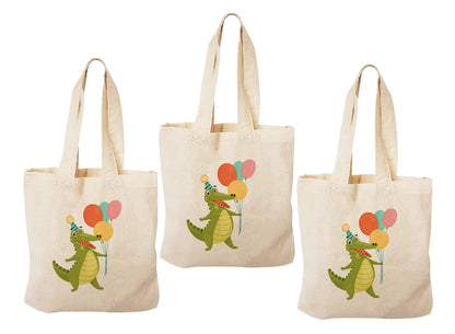Alligator Party Favor Bags, Set of 3 Cotton Treat Bags
