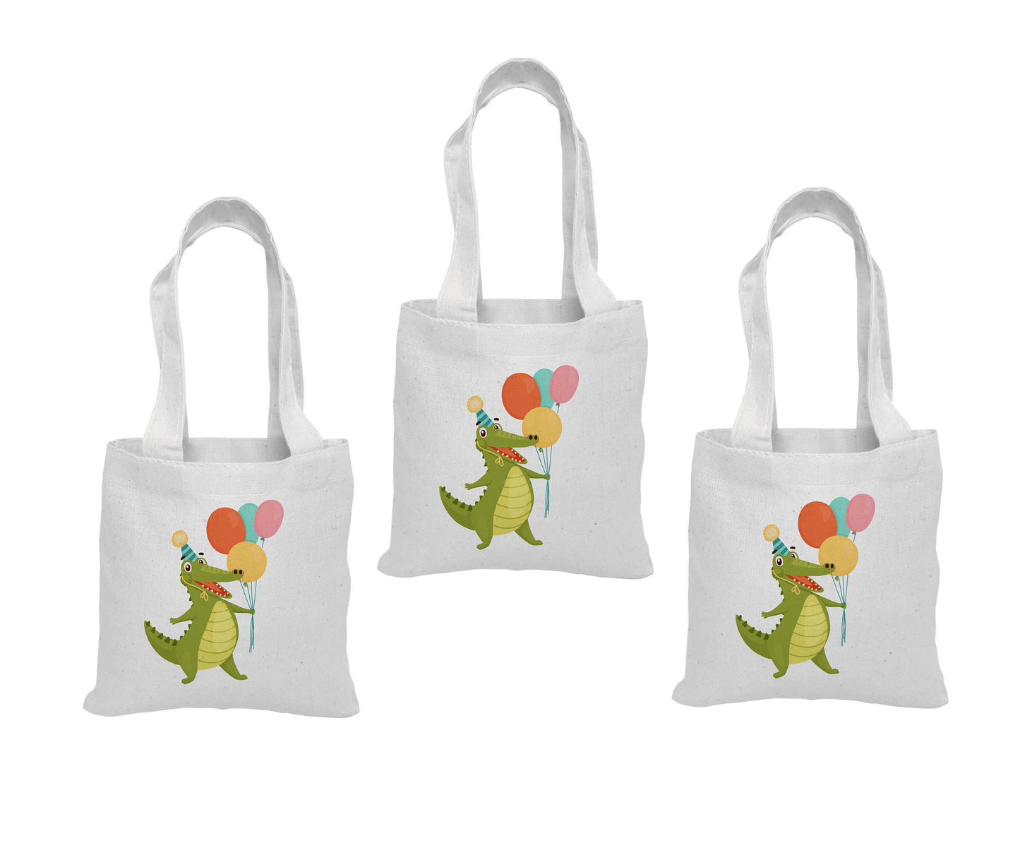 Alligator Party Favor Bags, Set of 3 Cotton Treat Bags