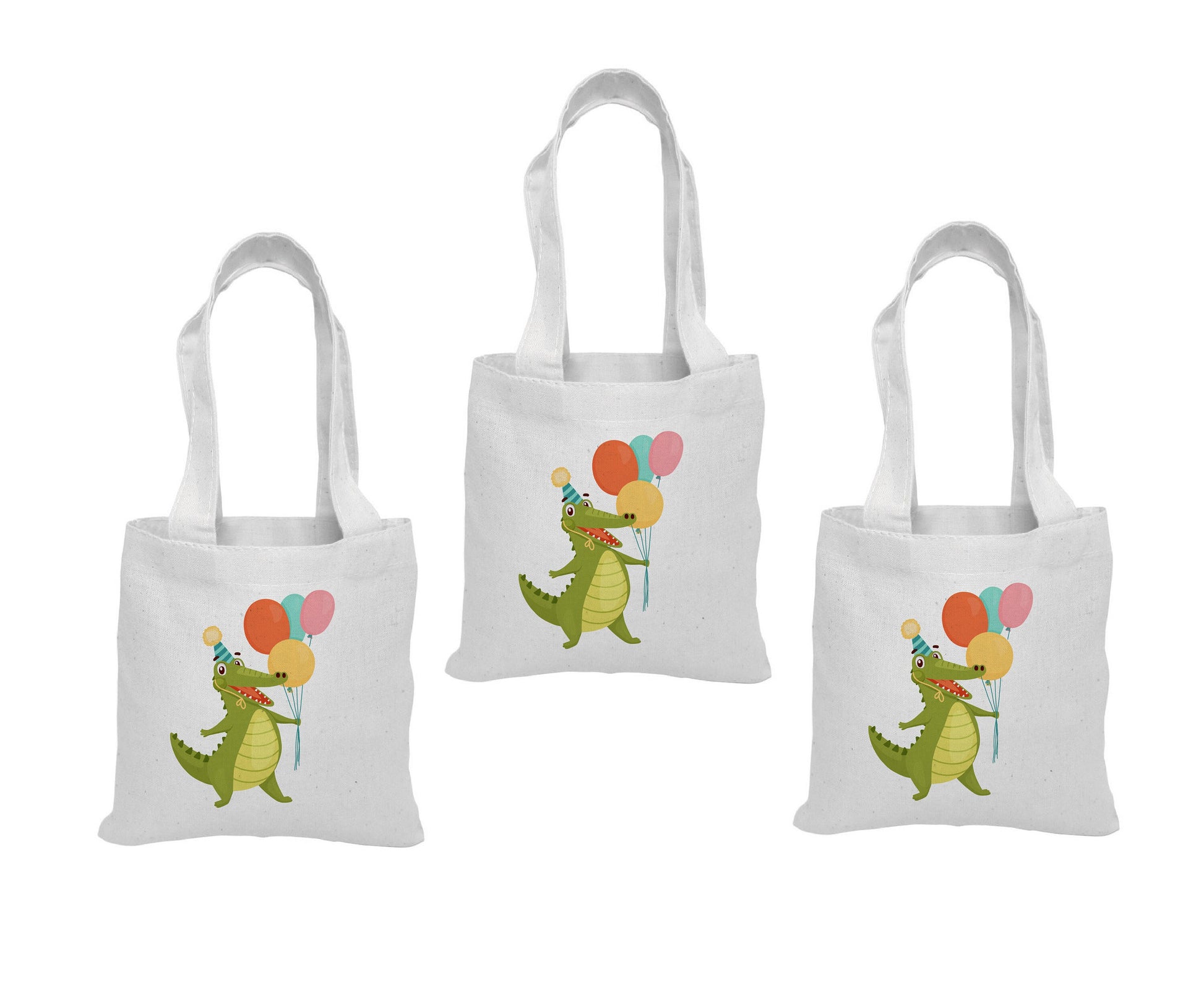 Alligator Party Favor Bags, Set of 3 Cotton Treat Bags