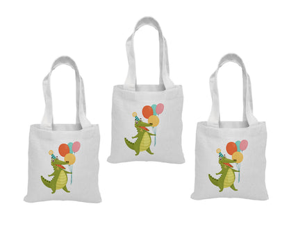 Alligator Party Favor Bags, Set of 3 Cotton Treat Bags