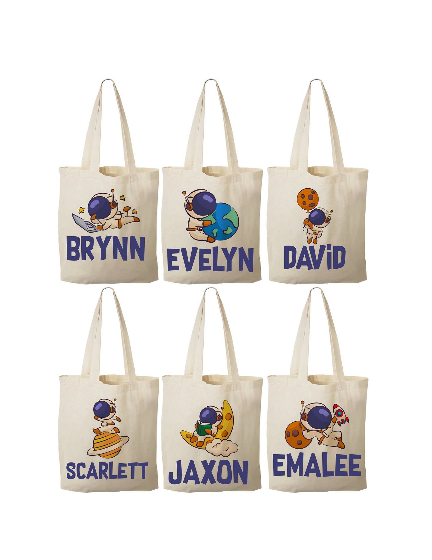 Custom Space Party Favor Bags - Set of Six Bags