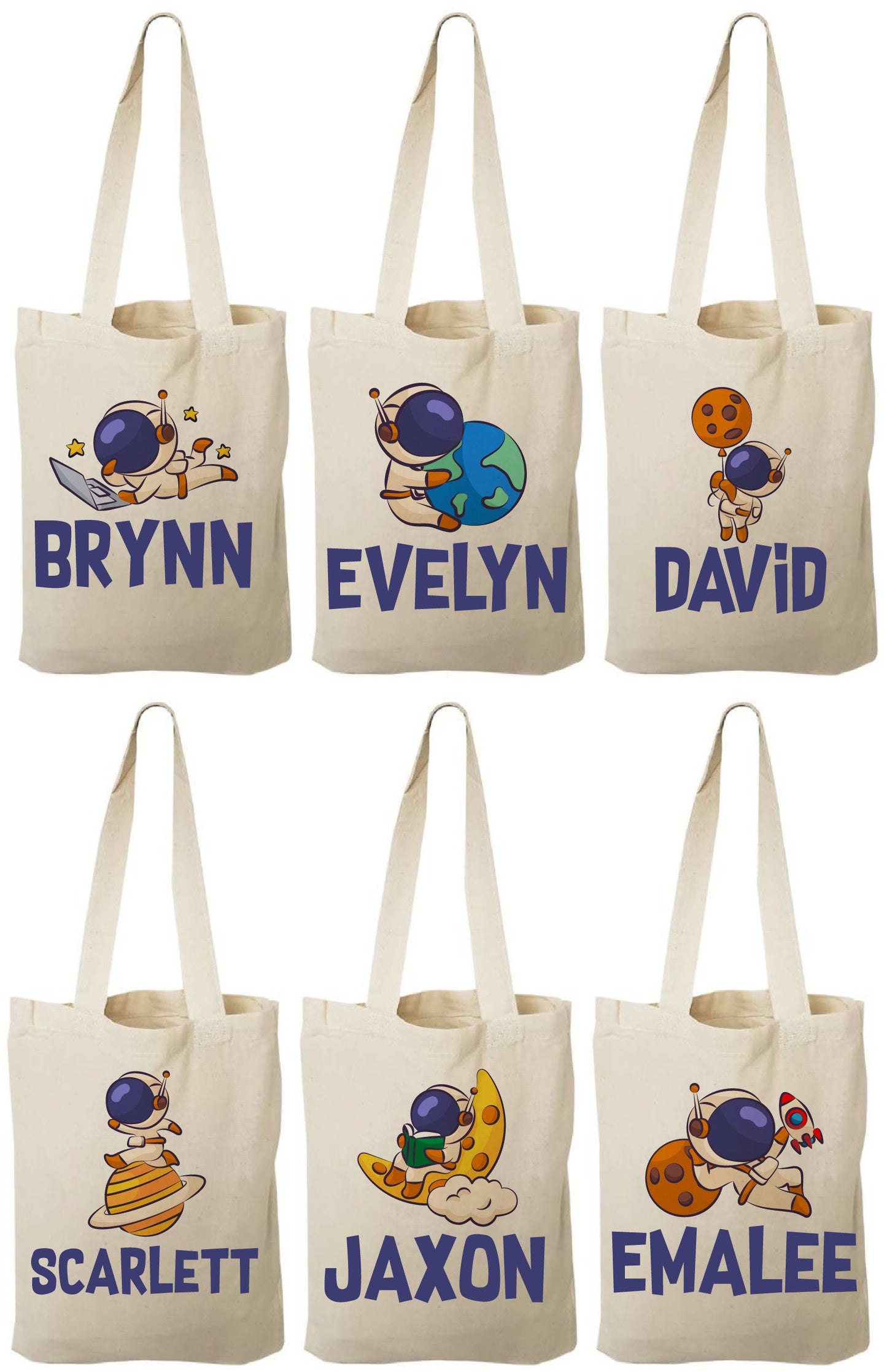 Custom Space Party Favor Bags - Set of Six Bags