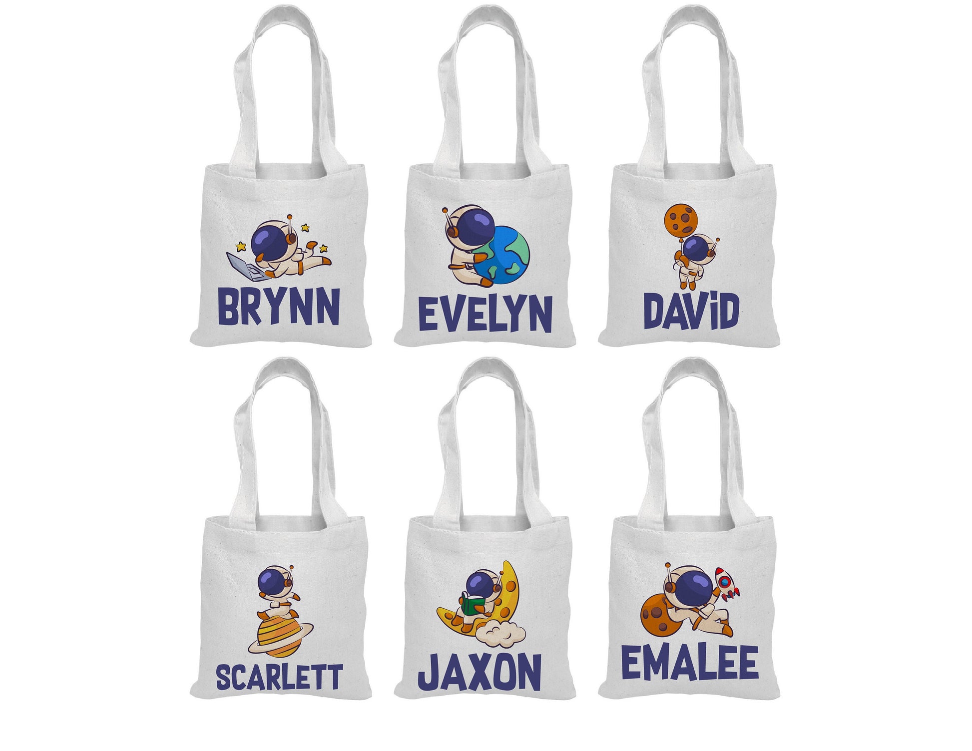 Custom Space Party Favor Bags - Set of Six Bags