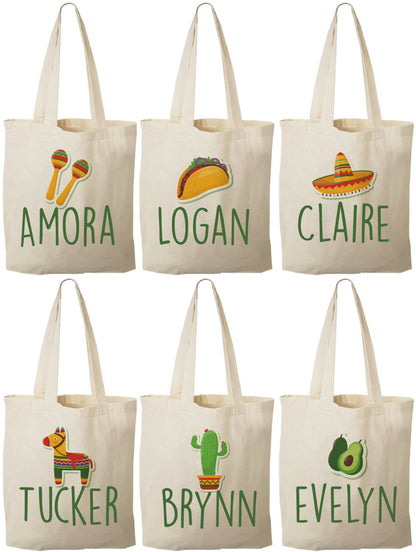 Personalized Fiesta Party Favor Bags - Set of Six Bags