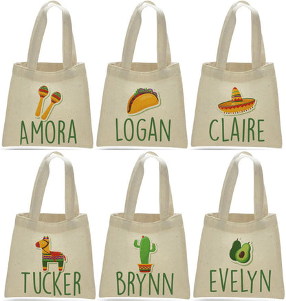 Personalized Fiesta Party Favor Bags - Set of Six Bags