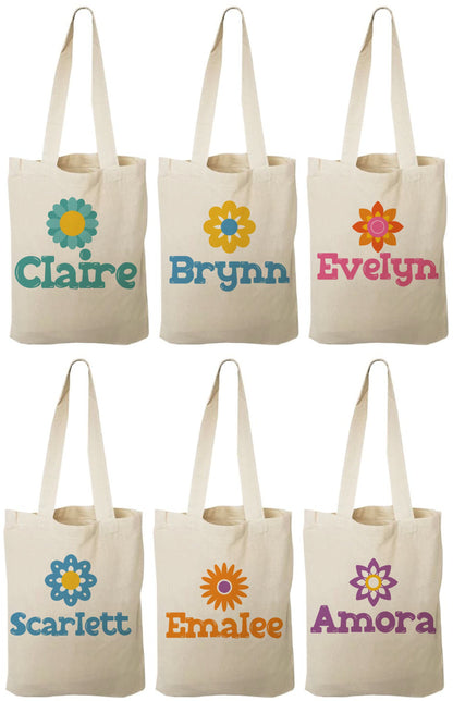 Personalized Flower Party Favor Bags - Set of Three Bags