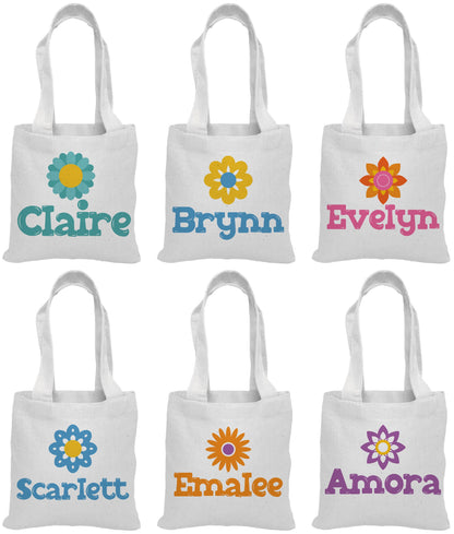 Personalized Flower Party Favor Bags - Set of Three Bags