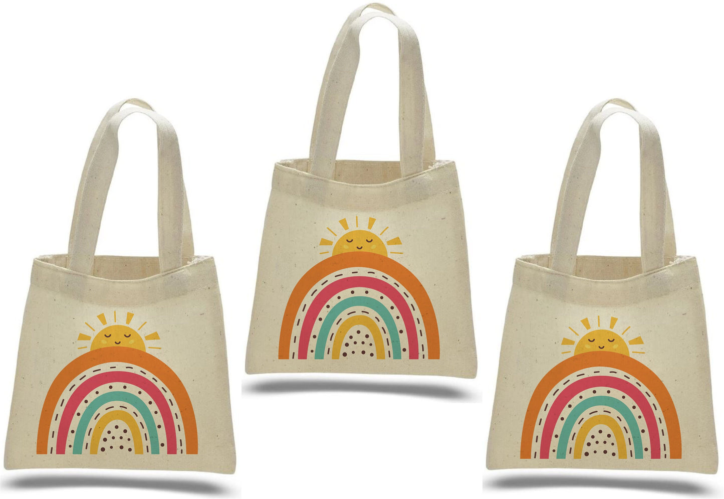 Rainbow Cotton Goodie Bags, Set of 3, Party Favors