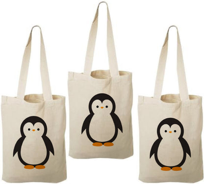 Penguin Party Favor Bags - Perfect for Penguin Themed Parties - Set of Three - Cotton Party Bags with Handles