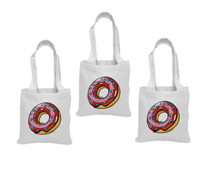 3 Donut Party Favor Bags, Cotton Treat Bags