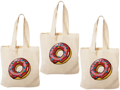 3 Donut Party Favor Bags, Cotton Treat Bags