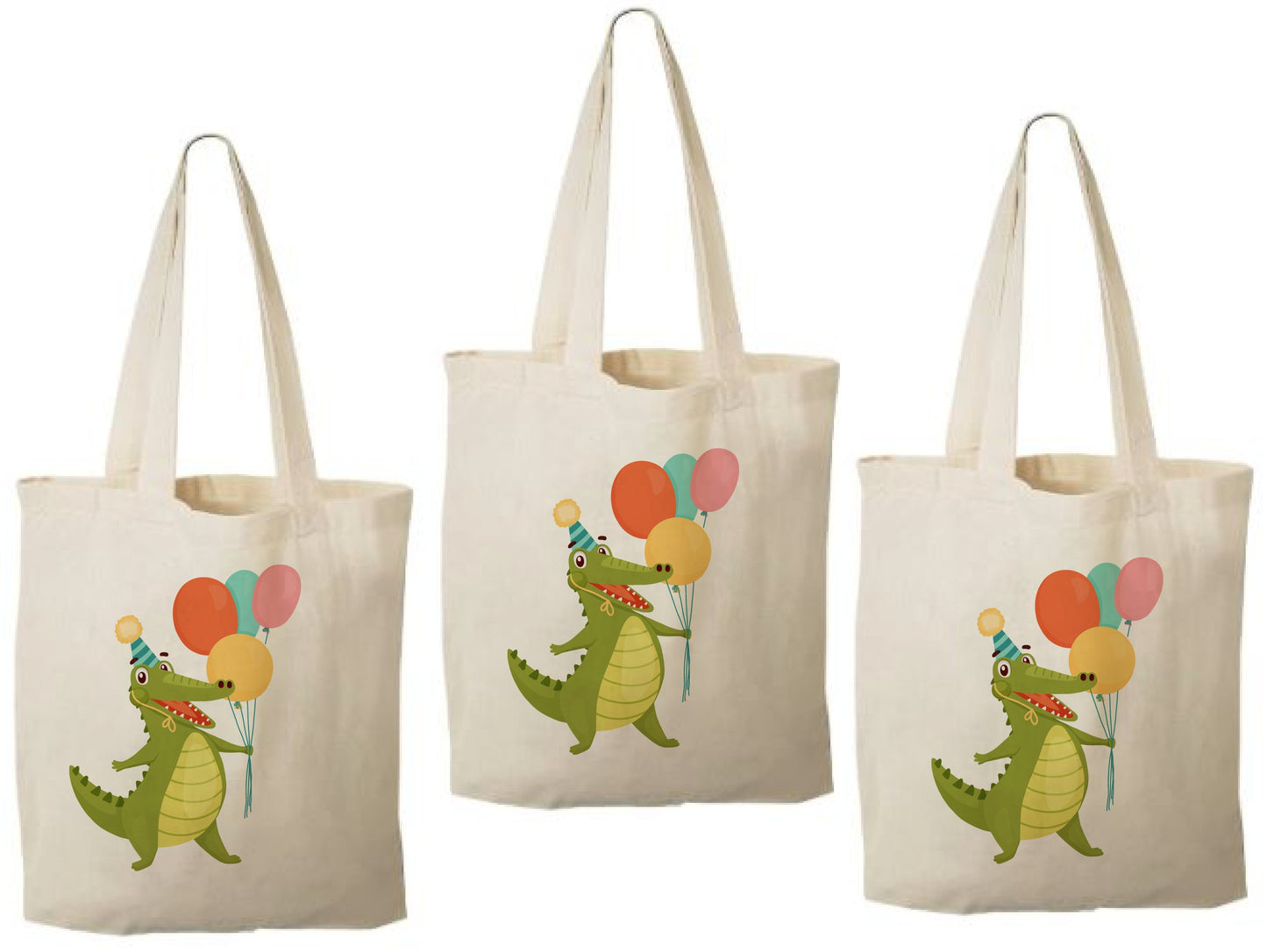 Alligator Party Favor Bags, Set of 3 Cotton Treat Bags
