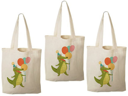 Alligator Party Favor Bags, Set of 3 Cotton Treat Bags
