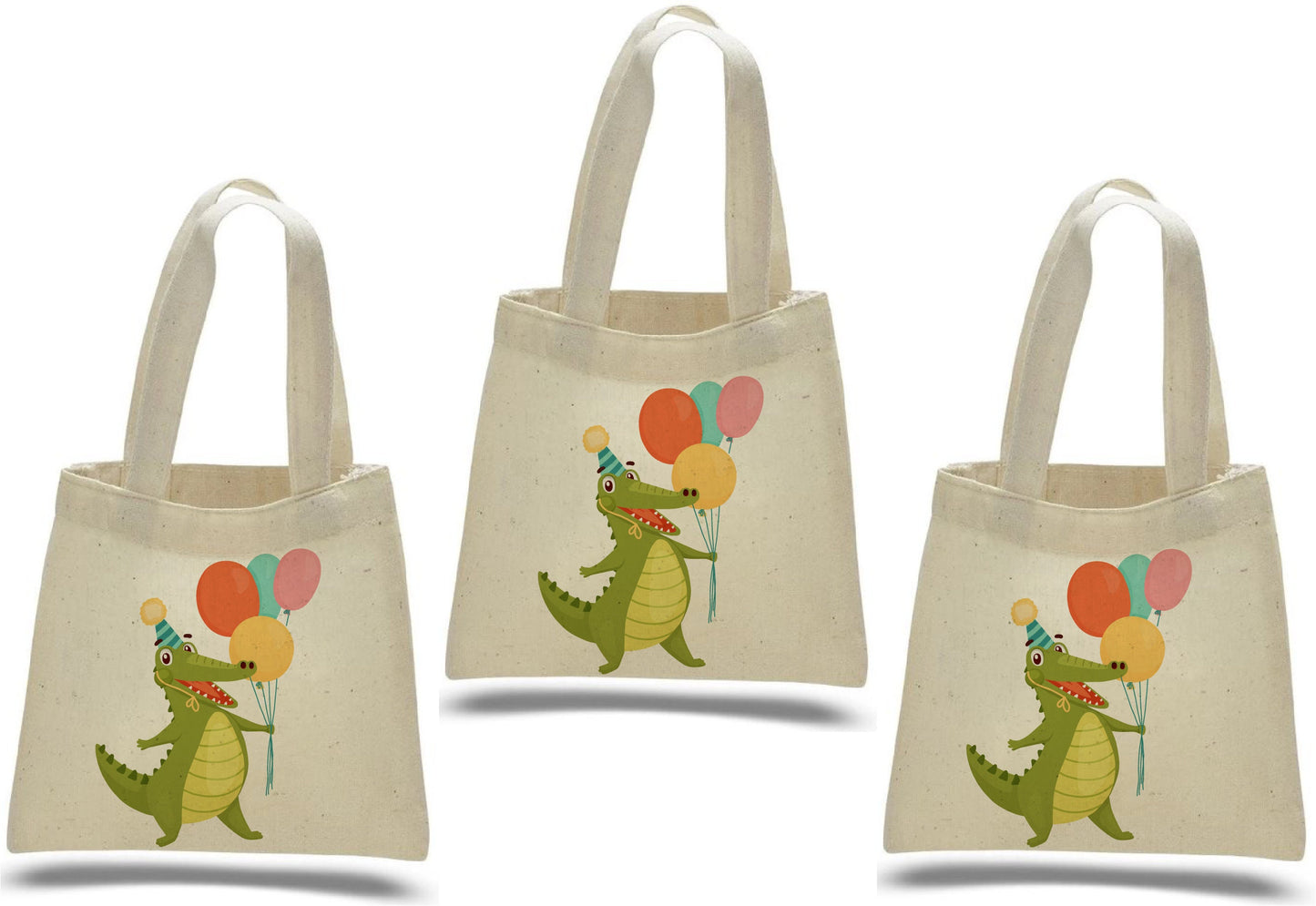 Alligator Party Favor Bags, Set of 3 Cotton Treat Bags