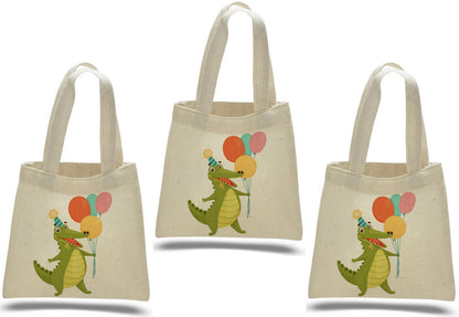 Alligator Party Favor Bags, Set of 3 Cotton Treat Bags