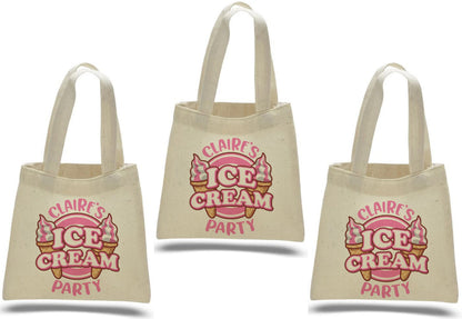 Ice Cream Party Cotton Treat Bags, Set of 3