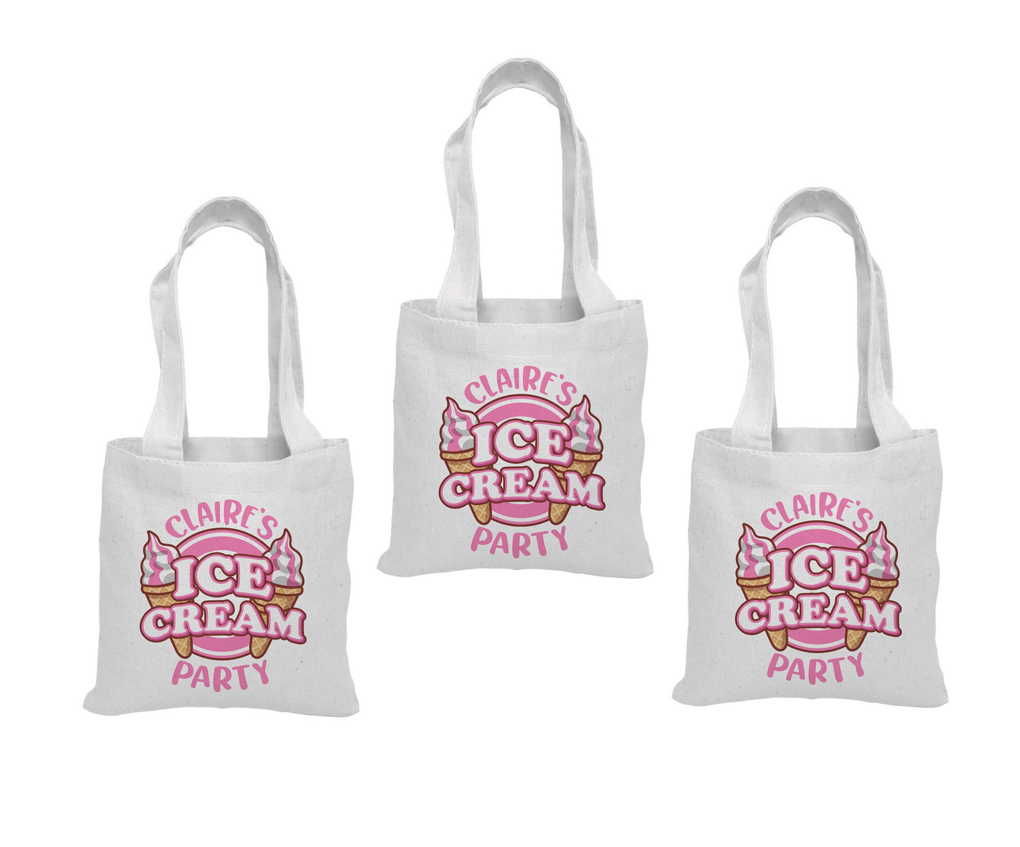 Ice Cream Party Cotton Treat Bags, Set of 3