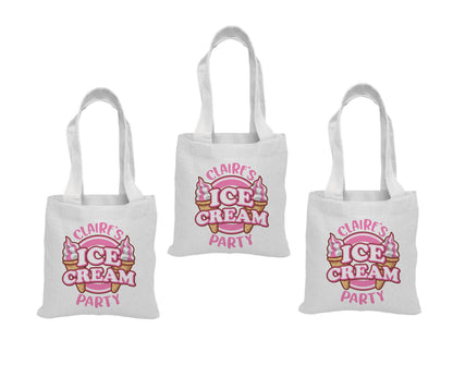 Ice Cream Party Cotton Treat Bags, Set of 3