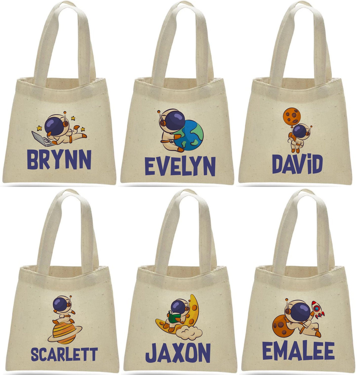 Custom Space Party Favor Bags - Set of Six Bags