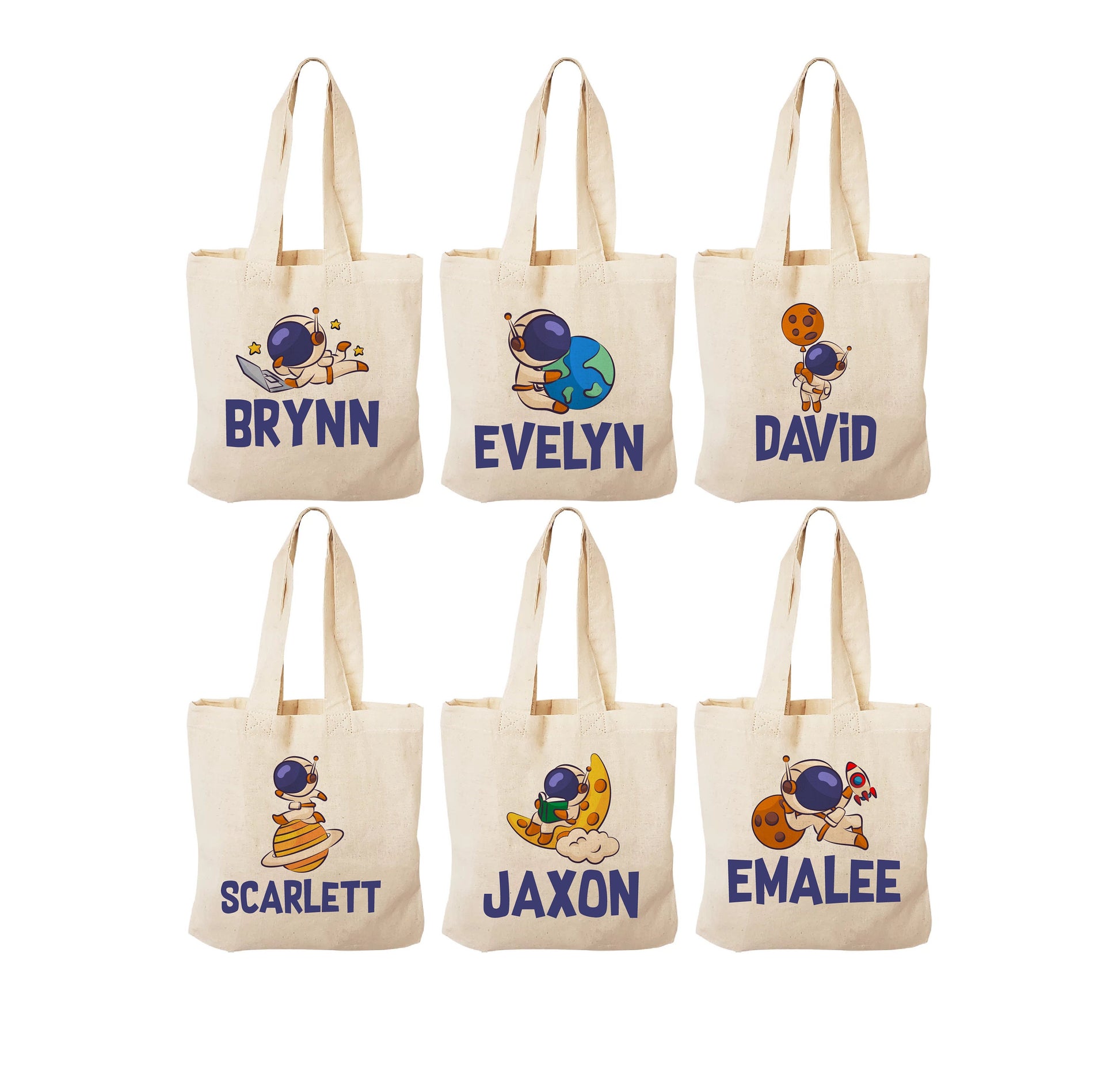 Custom Space Party Favor Bags - Set of Six Bags