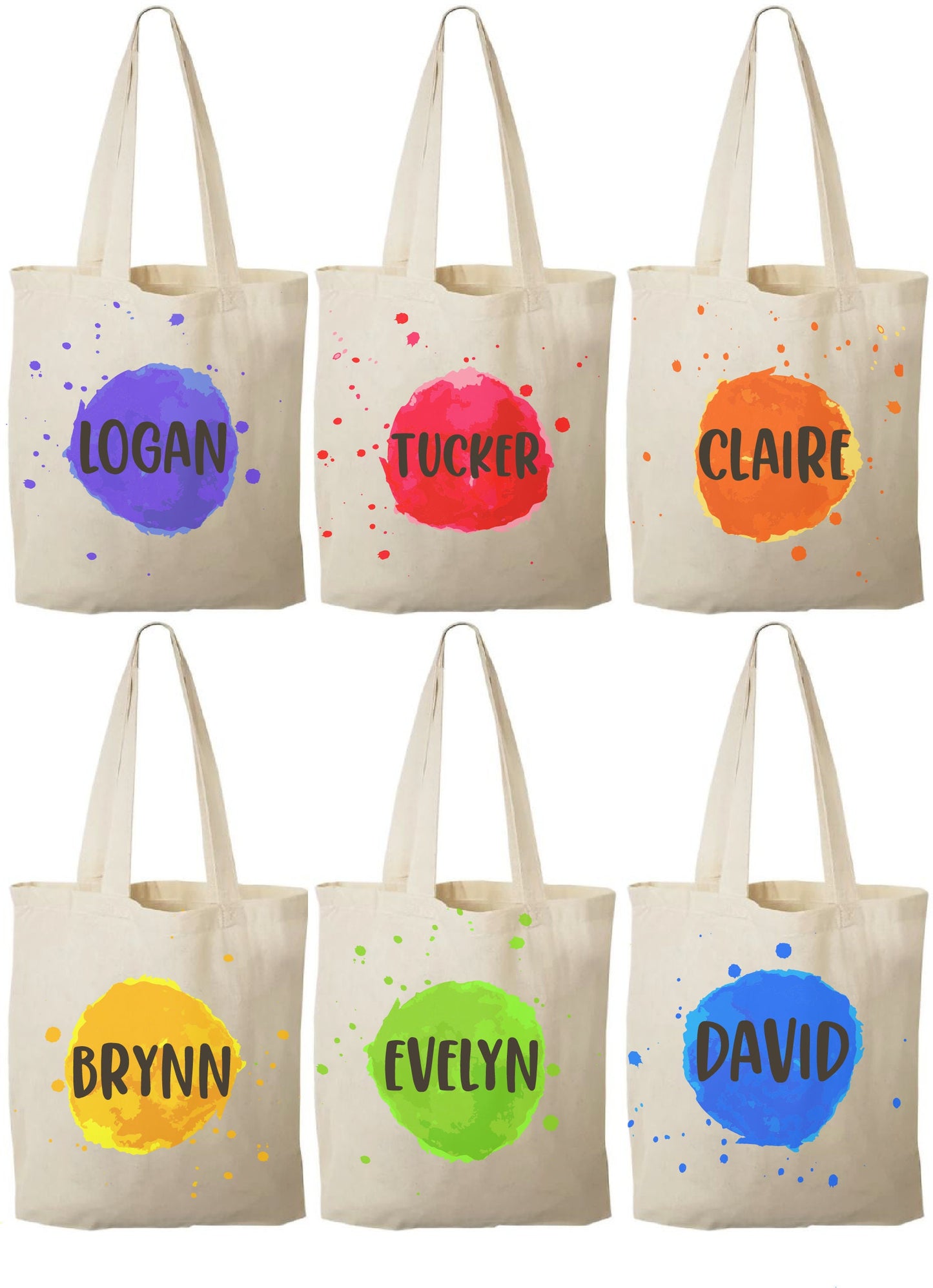 Personalized Paint Party Favor Bags - Set of Six Bags