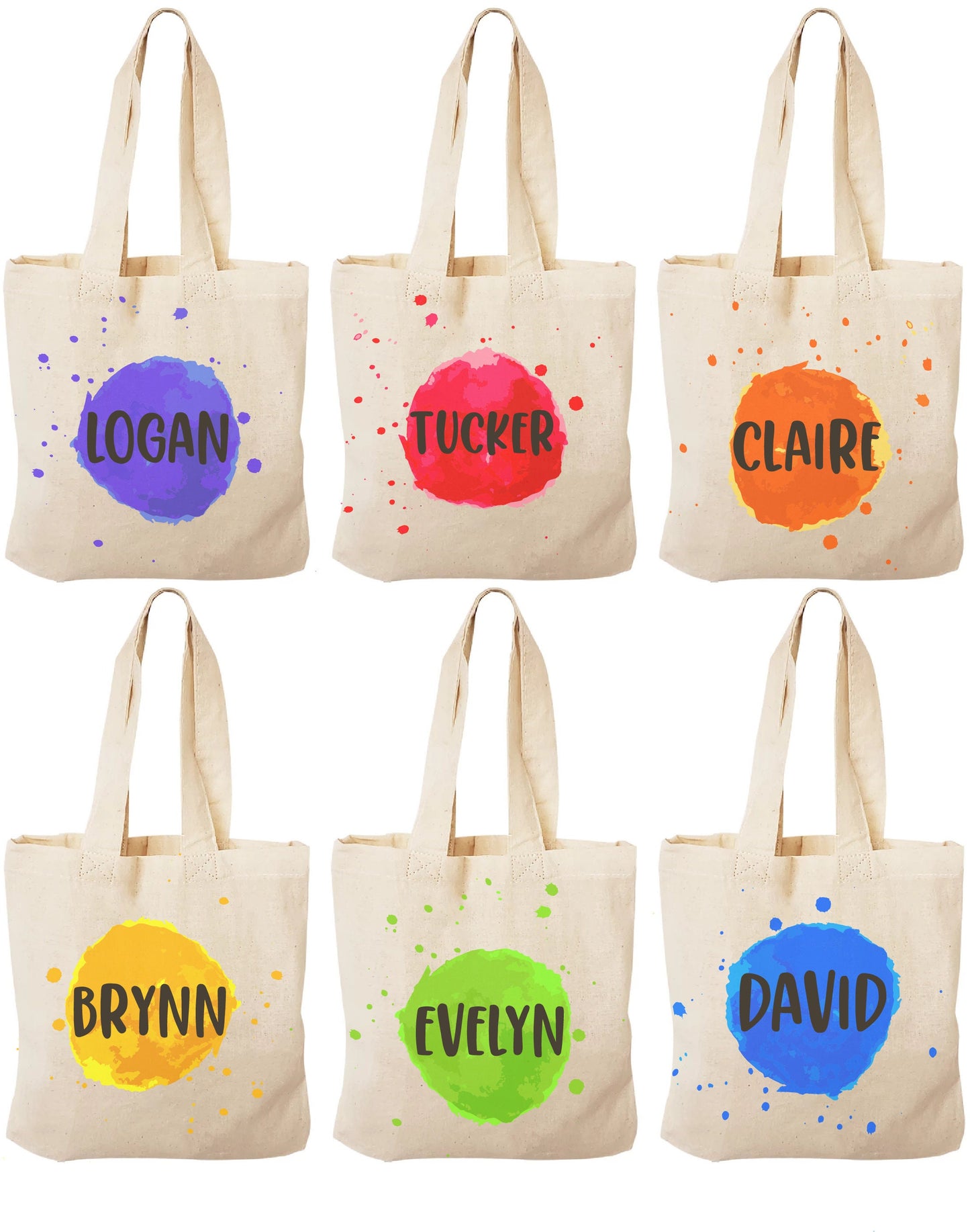 Personalized Paint Party Favor Bags - Set of Six Bags