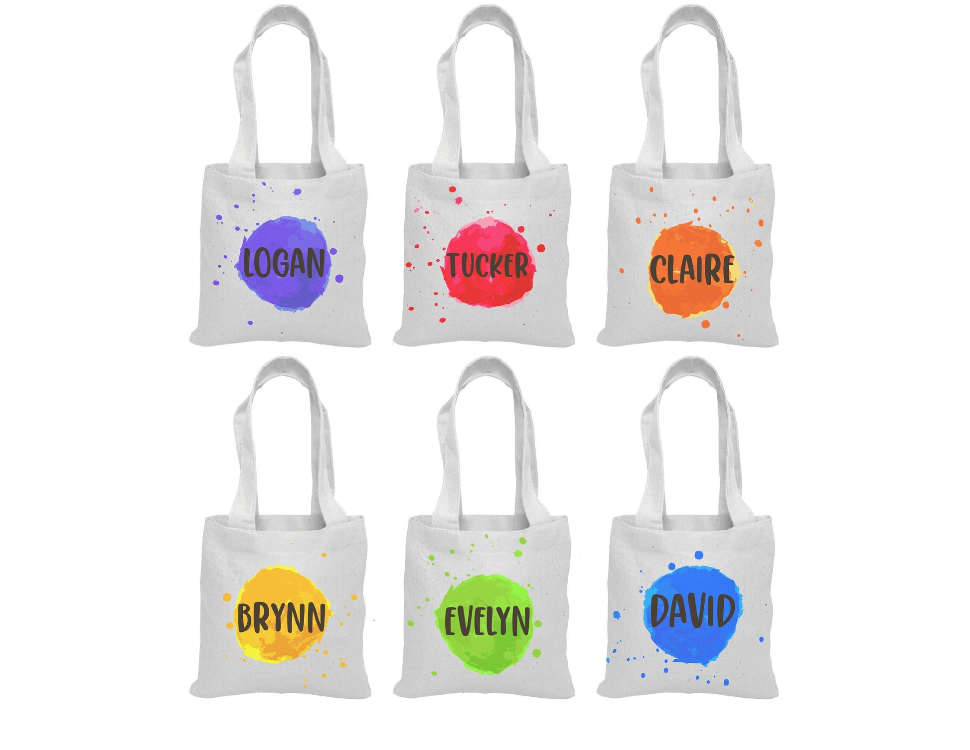 Personalized Paint Party Favor Bags - Set of Six Bags